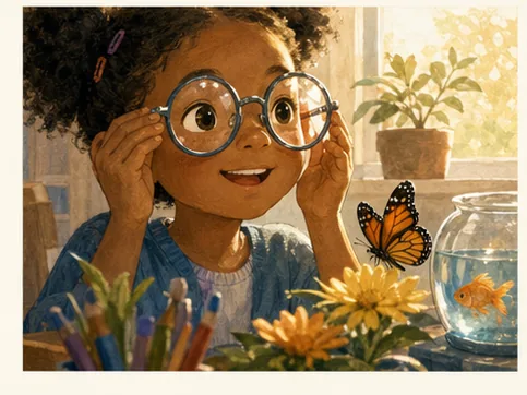 Illustration from Amal Sees the Small Things