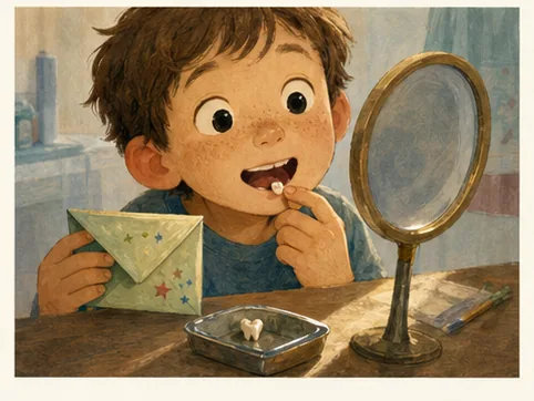 Illustration from Benji’s Tiny Tooth Envelope